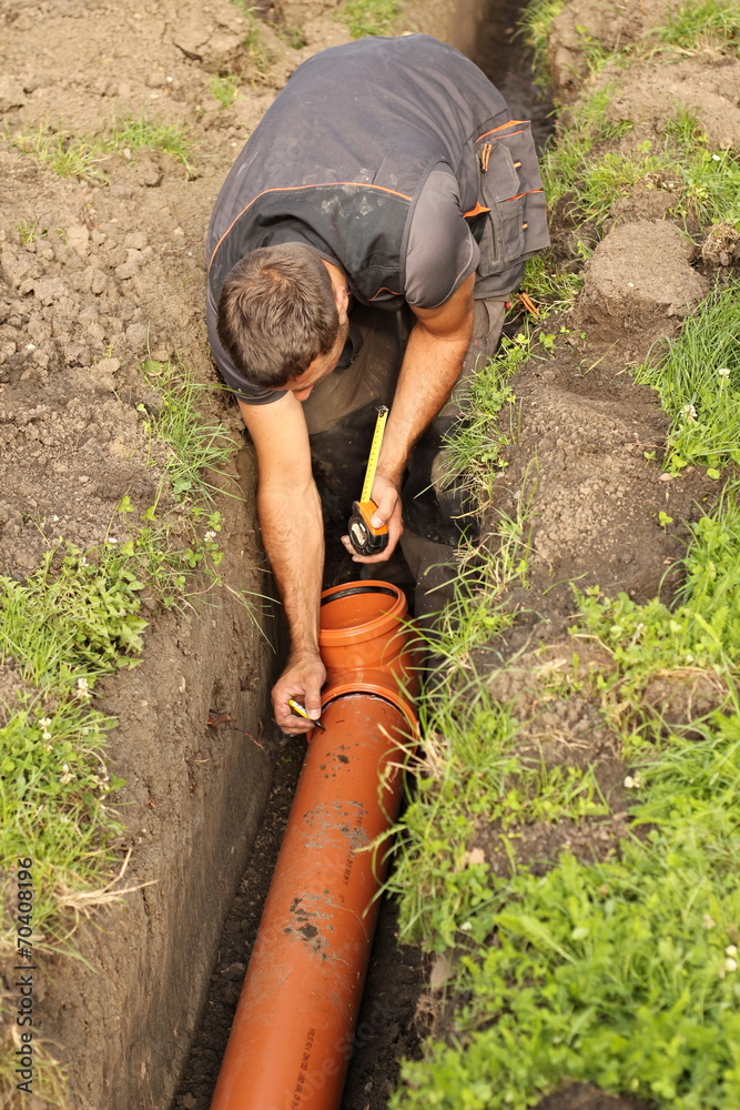 Naklejka premium sewer construction home