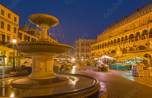 Padua - Piazza delle Erbe in morning dusk with the market