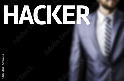 Hacker written on a board photo