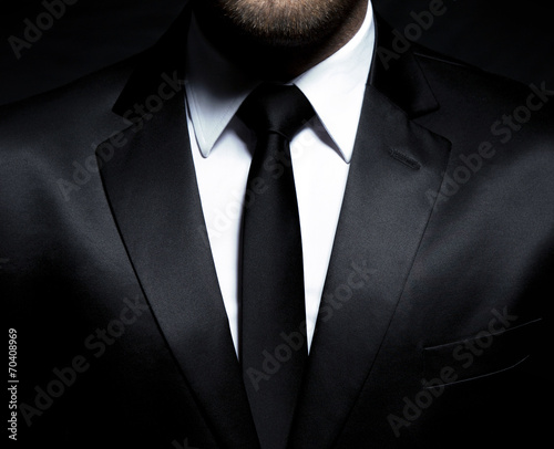 Fotografie, Tablou Man gentleman in black suit and tie