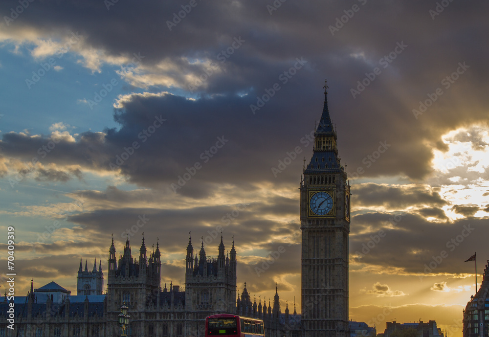 Sunset at the big ben in London Sunset at the big ben in London
