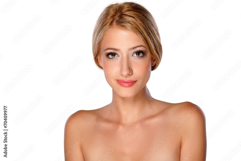 portrait of beautiful blonde on white background portrait of beautiful blonde on white background