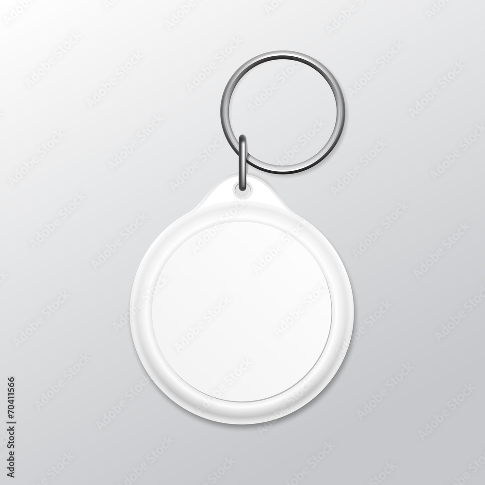 Blank Round Keychain with Ring and Chain for Key Stock Vector | Adobe Stock