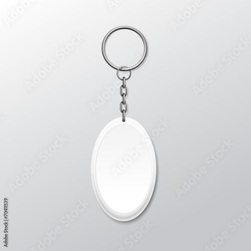 Blank Oval Keychain with Ring and Chain for Key