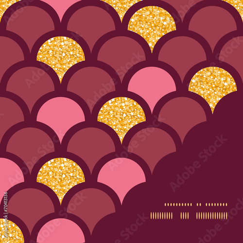 Gold glitter fish scale frame corner pattern background