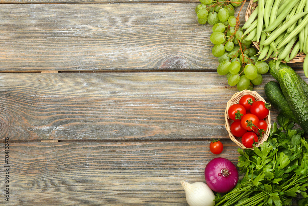 Summer frame with fresh organic vegetables and fruits Summer frame with fresh organic vegetables and fruits