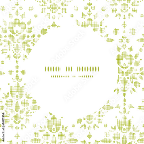 vector green textile damask flower round frame seamless pattern