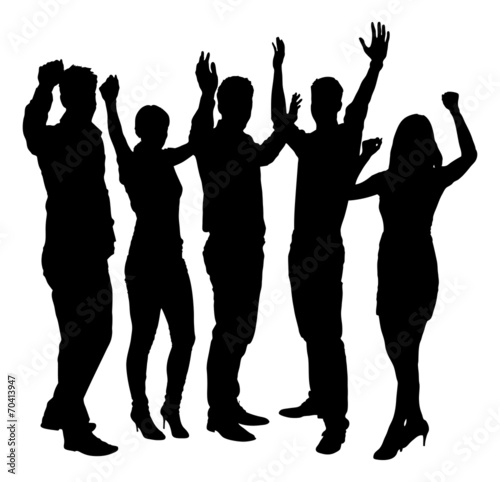 Silhouette Business People With Arms Raised