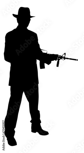 Silhouette Gangster Holding Rifle