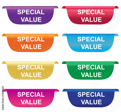 Special value, tag, label, badge, sign, horizontal