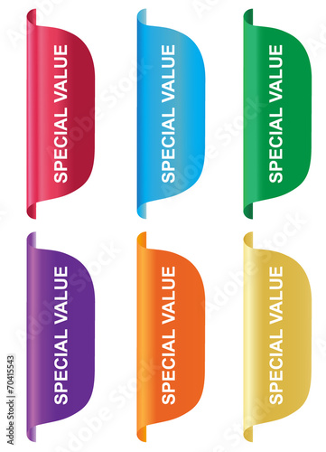 Special value, tag, label, badge, vertical
