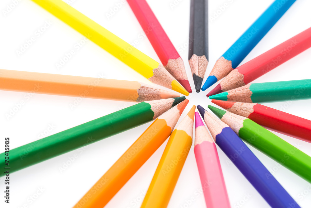 Colorful pencil isolated on white background