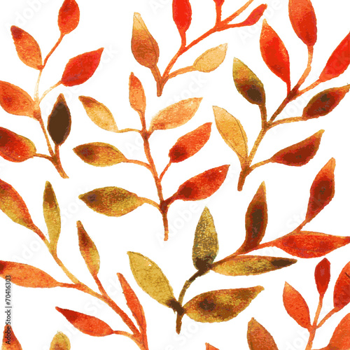 vector autumn watercolor leaf pattern template