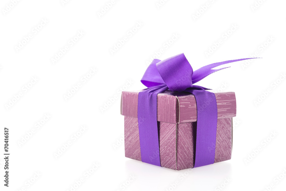 Purple gift box isolated on white background Purple gift box isolated on white background