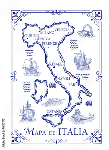 Valokuvatapetti Map of Italy