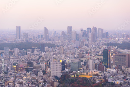 Tokyo in the twilight  direction to Shibuya  Shinjuku