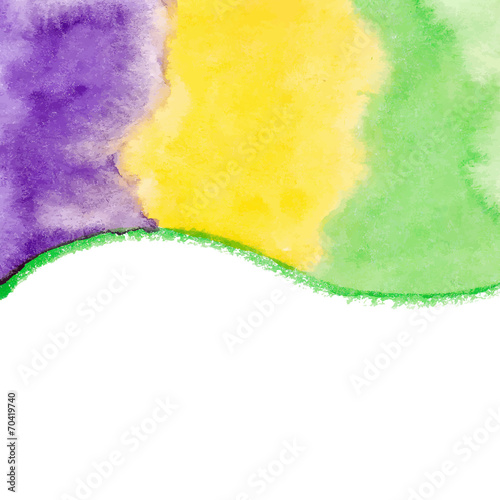 Watercolor paint vector background for Mardi Gras