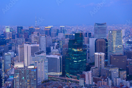 Tokyo in the twilight, direction to the Shimbashi, Ginza, Asakus