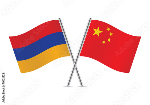 Armenian and Chinese flags. Vector illustration.