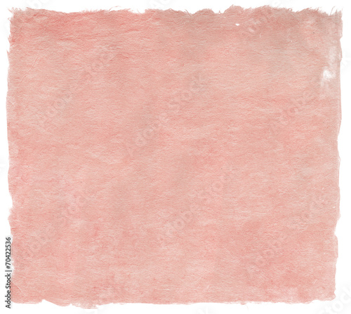 Japanese handmade paper, delicate pale red, isolated on white
