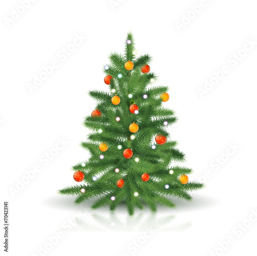 christmas tree with ornaments and garland