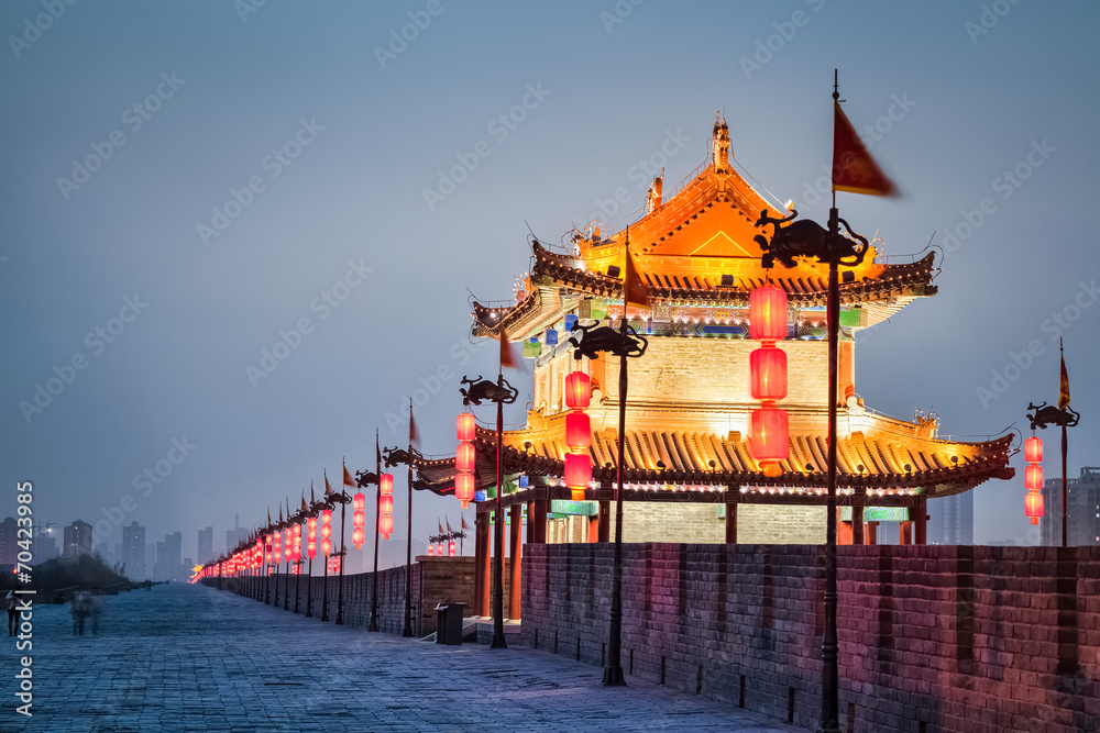 Obraz premium beautiful xian city in nightfall