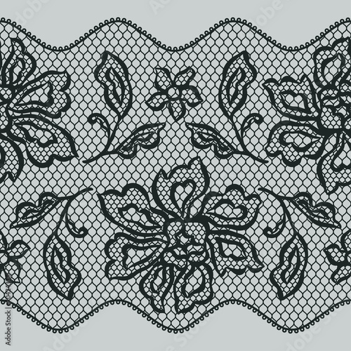 Old lace seamless pattern with ornamental flowers.