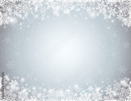 grey background with  frame of snowflakes,  vector