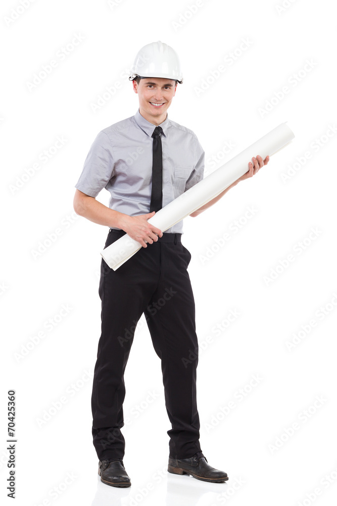 Smiling architect with documents. Smiling architect with documents.