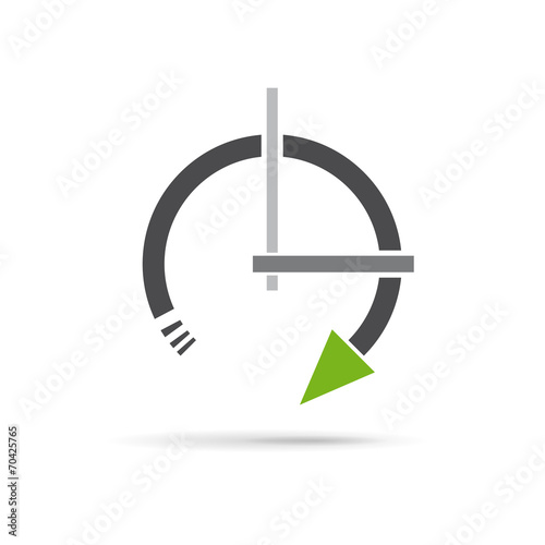 Vector sign abstract clock in rotation with arrow
