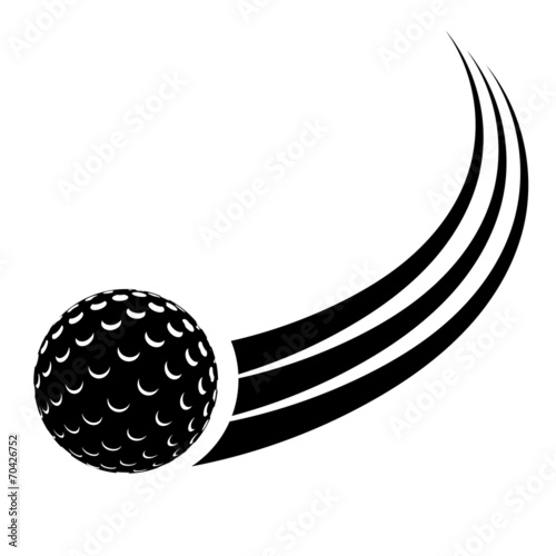 Black silhouette of the ball for field hockey with a trace. Vect
