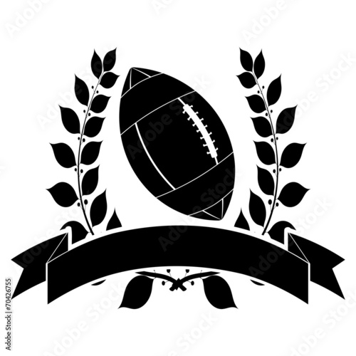 Black silhouette of an American football ball with laurel wreath