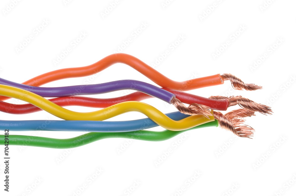 Electrical cables of power systems isolated on white background Electrical cables of power systems isolated on white background