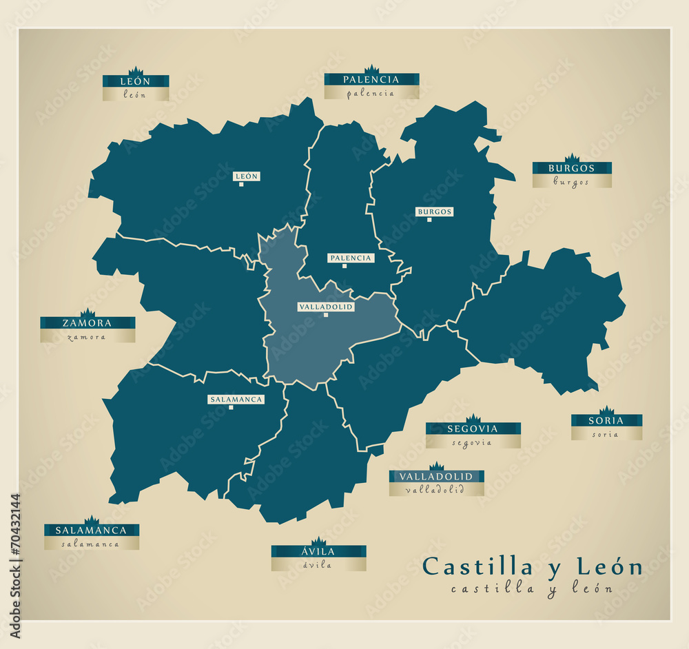 Obraz premium Modern map - Castilla y León ES