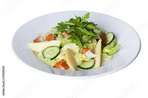salad with smoked fish, iceberg lettuce and cucumbers
