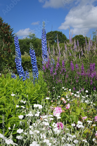 Flower bed in English cottage garden