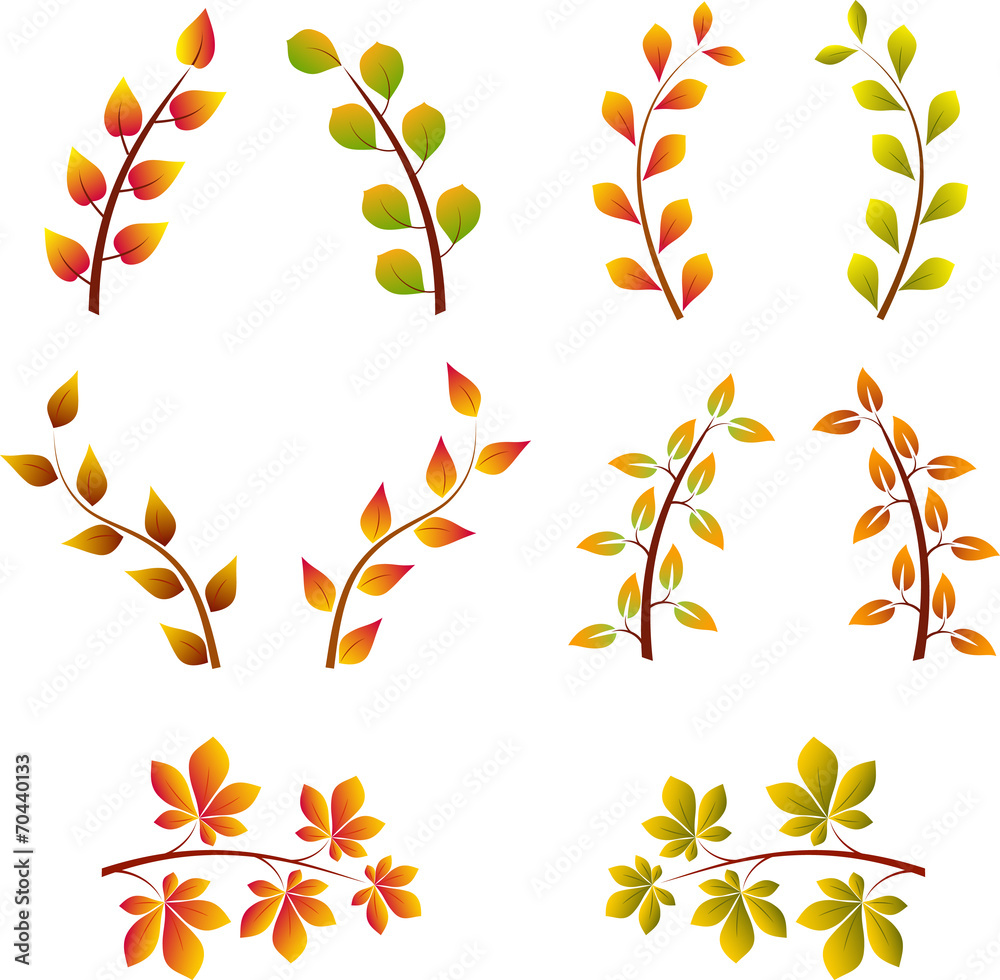 Fall Tree Branches, Leaves Vectors Fall Tree Branches, Leaves Vectors