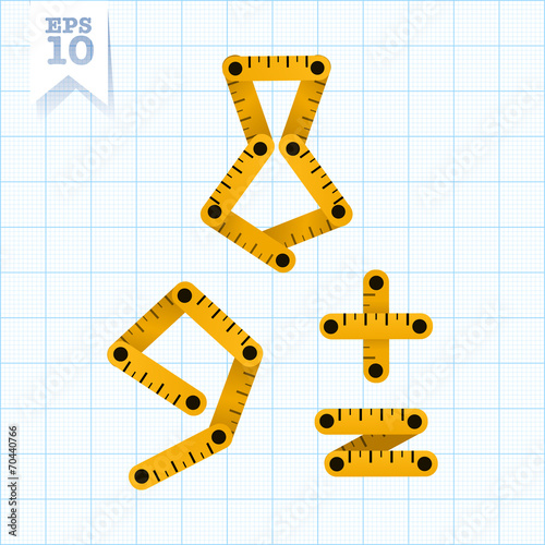 Measuring folding ruler flat  vector abc