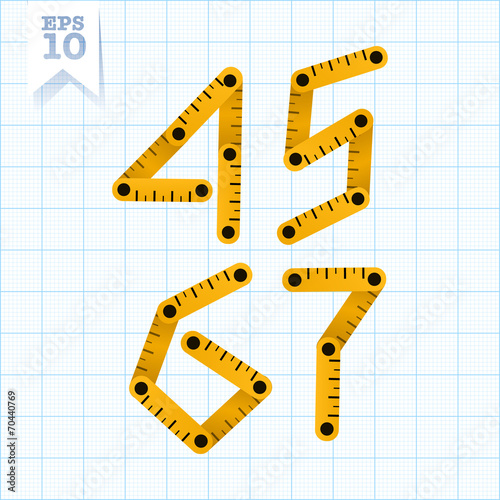 Measuring folding ruler flat  vector abc