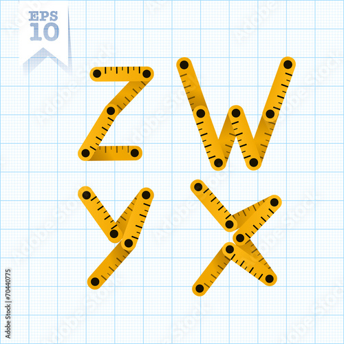 Measuring folding ruler flat  vector abc