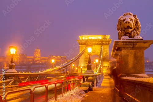 Chain Bridge at night,  Budapest, Hungary