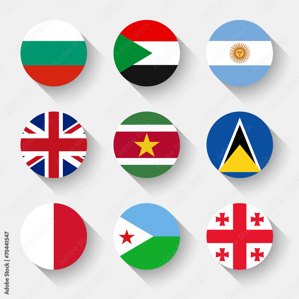 Flags of the world, round buttons Flags of the world, round buttons