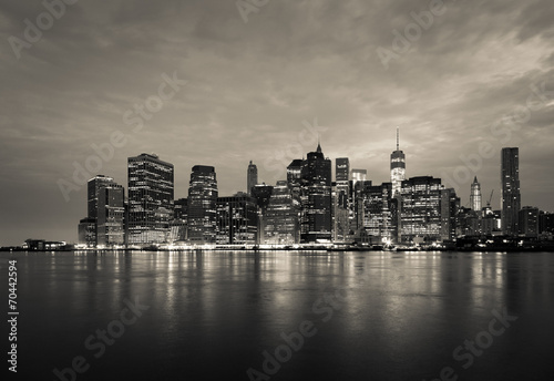New York - view  of Manhattan Skyline by night