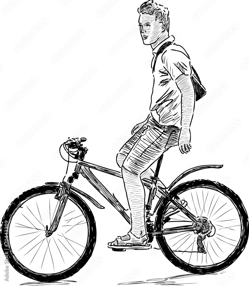 Obraz premium young man on the bike