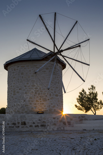 Traditional old stone windmill twilight shot