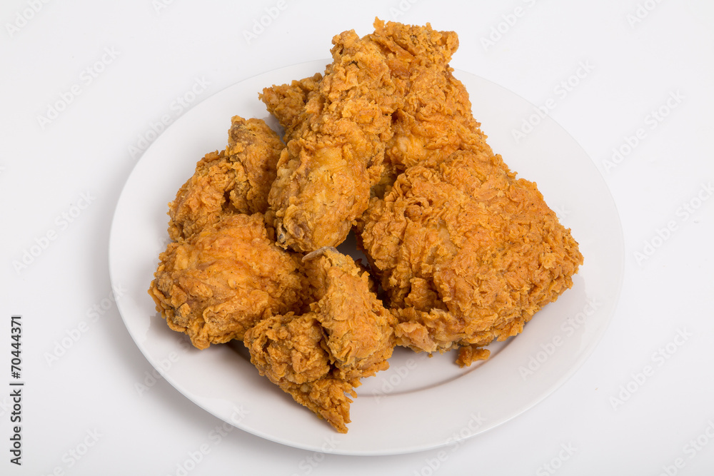 Five Pieces of Fried Chicken on White Counter Five Pieces of Fried Chicken on White Counter