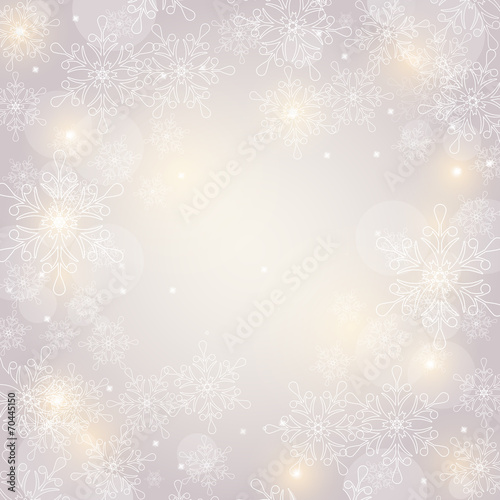 Fototapeta Naklejka Na Ścianę i Meble -  Christmas background with snowflakes and space for text. Vector