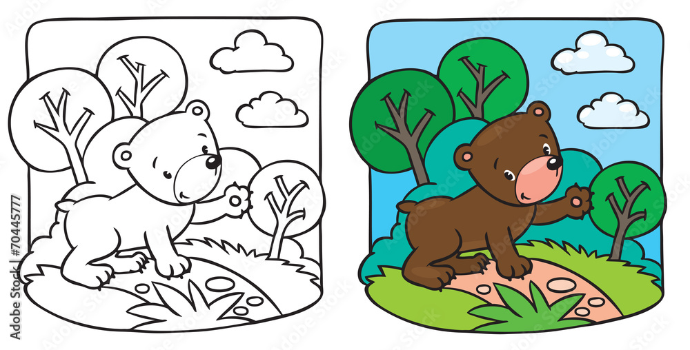 Fototapeta premium Little teddy bear coloring book
