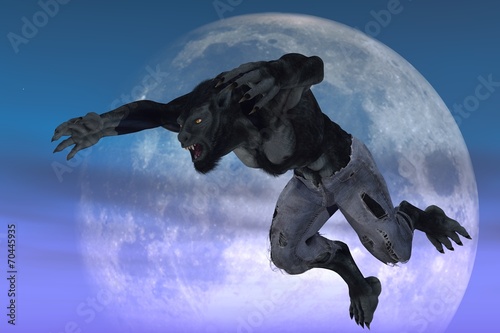 Obraz na plátně Werewolf against moon