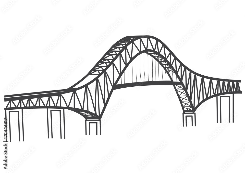 drawing of The Bridge of the Americas, Panama Canal vector de Stock